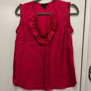 Fuschia pink silk top with frills